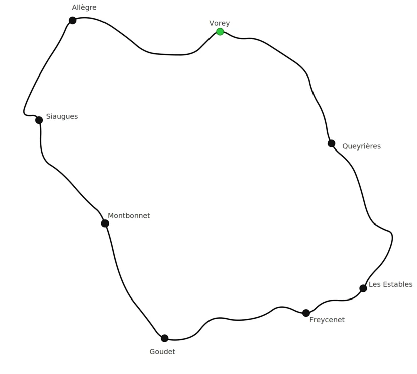 Parcours du Tour des Volcans du Velay en version expresse